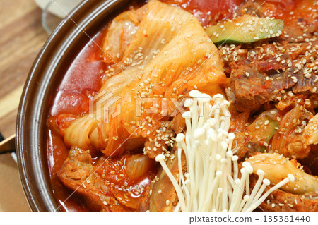 Pork Back Rib Kimchi Stew. Korean traditional food 135381440