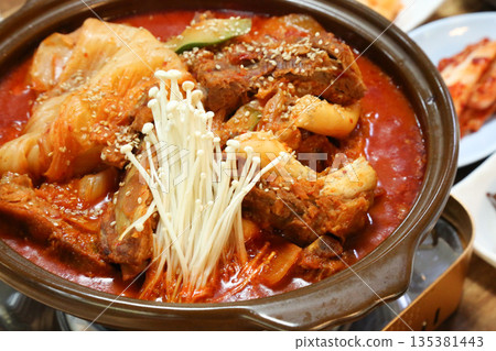 Pork Back Rib Kimchi Stew. Korean traditional food 135381443
