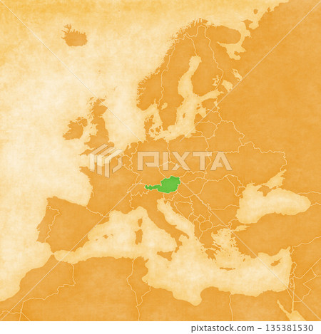 Ocher map of Europe - Austria Ocher map of Europe - Austria 135381530