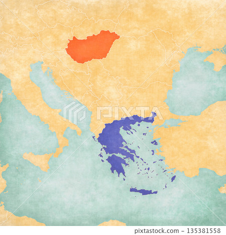 Map of Balkans - Hungary and Greece Map of Balkans - Hungary and Greece 135381558