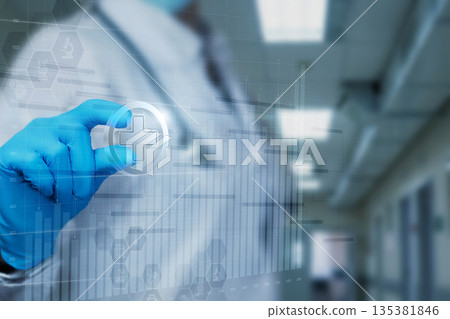 Digital healthcare worker. 135381846