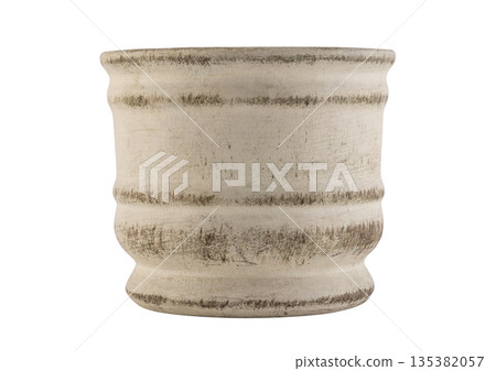 Beige flowerpot isolated on white background with clipping path Beige flowerpot isolated on white background with clipping path 135382057