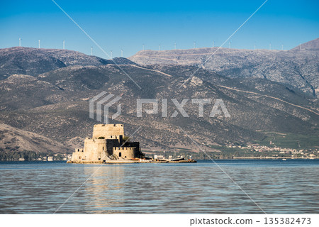 Bourtzi fortress in Nafplio Peloponnese Greece. Bourtzi fortress in Nafplio Peloponnese Greece. 135382473