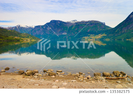 Mountains and lake in Norway, Mountains and lake in Norway, 135382575