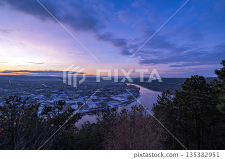 A beautiful sunset over the Dniester River 135382951