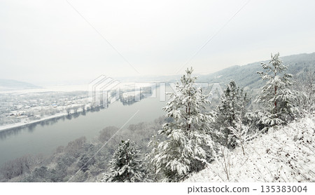 Winter landscape of the Dniester River 135383004
