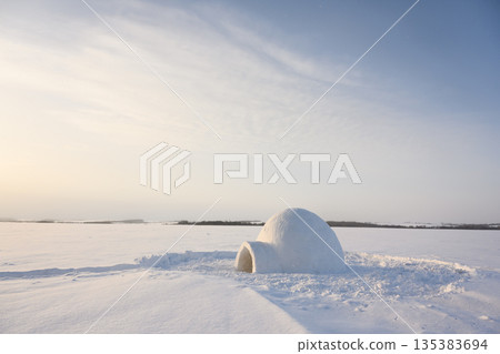 Real snow igloo house in the winter field Real snow igloo house in the winter field 135383694