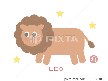 可愛的獅子座矢量圖 135384003