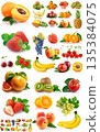 Fresh fruit assortment white background 135384075