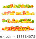 Fresh fruit assortment white background 135384078