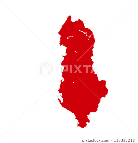 Map of Albania, sign silhouette. World Map Globe. Vector Illustration isolated on white background. Europe continent Map of Albania, sign silhouette. World Map Globe. Vector Illustration isolated on white background. Europe continent 135385218