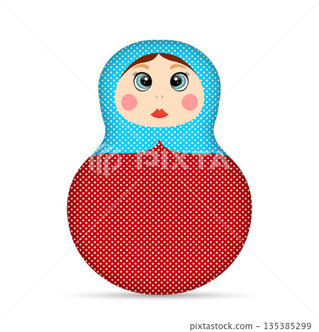 Russian Matryoshka. Traditional Russian folklore dolls with big eyes and lips. Babushka doll with hohloma, traditional painted floral pattern. Hand drawn vector illustration Russian Matryoshka. Traditional Russian folklore dolls with big eyes and lips. Babushka doll with hohloma, traditional painted floral pattern. Hand drawn vector illustration 135385299