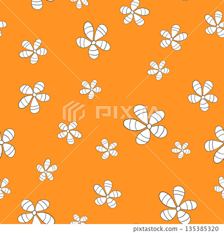 Seamless floral pattern based on traditional folk art ornaments. Colorful chamomile, daisy flowers on color background. Doodle style. Vector illustration. Simple minimalistic pattern Seamless floral pattern based on traditional folk art ornaments. Colorful chamomile, daisy flowers on color background. Doodle style. Vector illustration. Simple minimalistic pattern 135385320