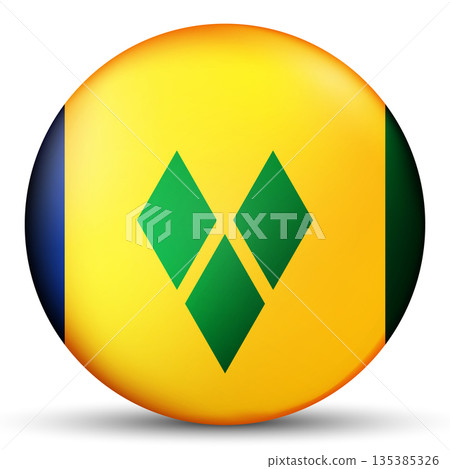 Glass light ball with flag of Flag of Saint Vincent and the Grenadines. Round sphere, template icon. Caribs islands national symbol. Glossy realistic ball, 3D abstract vector illustration. Big bubble Glass light ball with flag of Flag of Saint Vincent and the Grenadines. Round sphere, template icon. Caribs islands national symbol. Glossy realistic ball, 3D abstract vector illustration. Big bubble 135385326
