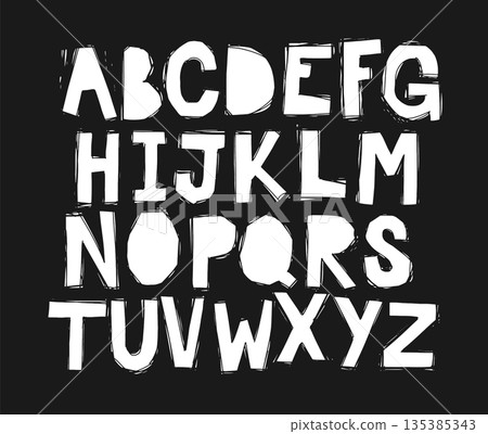 Hand drawn cropped alphabet letters created with lines Urban typography inspired by street art Hand drawn cropped alphabet letters created with lines Urban typography inspired by street art 135385343