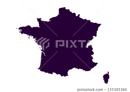 Map of France, sign silhouette. World Map Globe. Vector Illustration isolated on white background. Europe continent Map of France, sign silhouette. World Map Globe. Vector Illustration isolated on white background. Europe continent 135385360