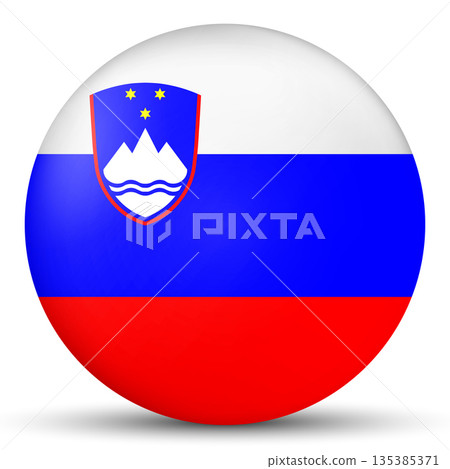 Glass light ball with flag of Slovenia. Round sphere, template icon. Slovenian national symbol. Glossy realistic ball, 3D abstract vector illustration. Big bubble 135385371