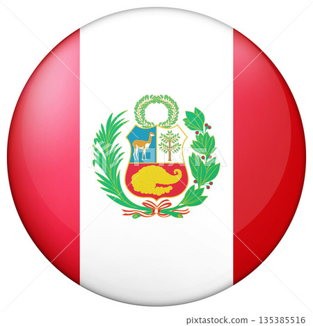 Glass light ball with flag of Peru. Round sphere, template icon. Peruvian islands national symbol. Glossy realistic ball, 3D abstract vector illustration. Big bubble Glass light ball with flag of Peru. Round sphere, template icon. Peruvian islands national symbol. Glossy realistic ball, 3D abstract vector illustration. Big bubble 135385516