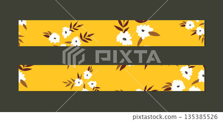 Vector illustration of a set of decorative ribbon stripes. Masking tape, satin or corsage, grssgrain tape, adhesive tapes for frames, scrapbooking. Packing patterned ribbons with foral ornament Vector illustration of a set of decorative ribbon stripes. Masking tape, satin or corsage, grssgrain tape, adhesive tapes for frames, scrapbooking. Packing patterned ribbons with foral ornament 135385526