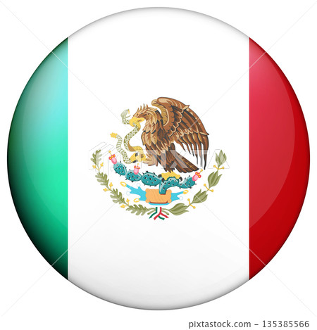 Glass light ball with flag of Mexico. Round sphere, template icon. Mexican islands national symbol. Glossy realistic ball, 3D abstract vector illustration. Big bubble Glass light ball with flag of Mexico. Round sphere, template icon. Mexican islands national symbol. Glossy realistic ball, 3D abstract vector illustration. Big bubble 135385566