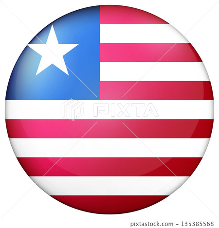 Glass light ball with flag of Liberia. Round sphere, template icon. Liberian national symbol. Glossy realistic ball, 3D abstract vector illustration highlighted on a white background. Big bubble Glass light ball with flag of Liberia. Round sphere, template icon. Liberian national symbol. Glossy realistic ball, 3D abstract vector illustration highlighted on a white background. Big bubble 135385568