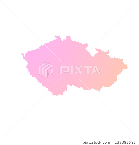 Map of Czech Republic, sign silhouette. World Map Globe. Vector Illustration isolated on white background. Europe continent 135385585