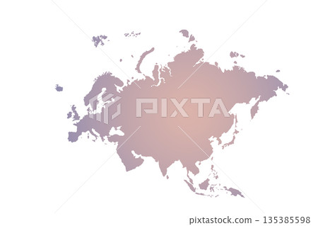 Map of Eurasia, sign silhouette. World Map Globe. Vector Illustration isolated on transparent background. Europe and Asia continent 135385598