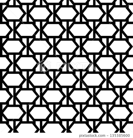 Abstract geometric black and white seamless pattern for web page, textures, card, poster, fabric, textile. Monochrome graphic repeating design. Modern minimalist stylish squared ornament 135385600