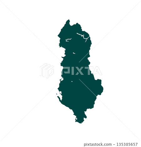 Map of Albania, sign silhouette. World Map Globe. Vector Illustration isolated on white background. Europe continent 135385657