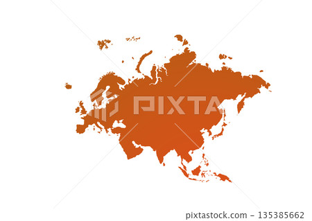 Map of Eurasia, sign silhouette. World Map Globe. Vector Illustration isolated on transparent background. Europe and Asia continent 135385662