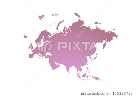 Map of Eurasia, sign silhouette. World Map Globe. Vector Illustration isolated on transparent background. Europe and Asia continent 135385753