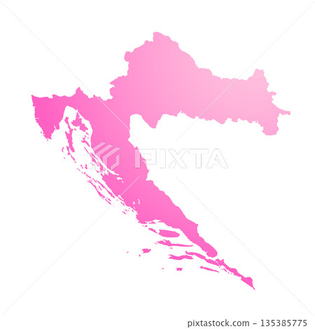 Map of Croatia, sign silhouette. World Map Globe. Vector Illustration isolated on white background. Europe continent 135385775