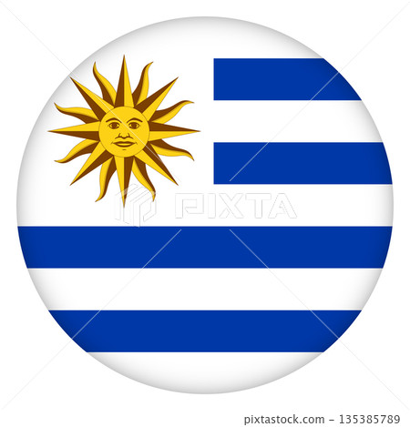 Glass light ball with flag of Uruguay. Round sphere, template icon. Uruguayan islands national symbol. Glossy realistic ball, 3D abstract vector illustration. Big bubble Glass light ball with flag of Uruguay. Round sphere, template icon. Uruguayan islands national symbol. Glossy realistic ball, 3D abstract vector illustration. Big bubble 135385789