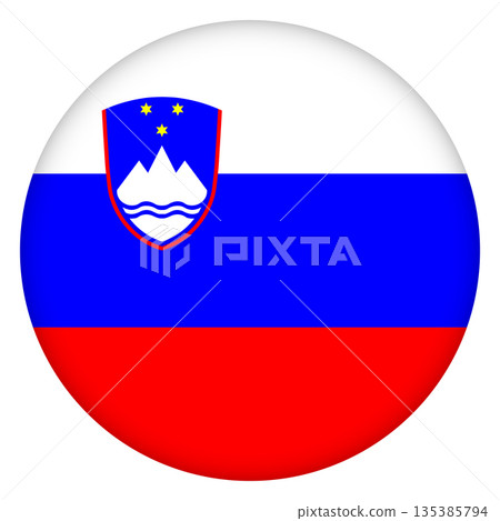 Glass light ball with flag of Slovenia. Round sphere, template icon. Slovenian national symbol. Glossy realistic ball, 3D abstract vector illustration. Big bubble Glass light ball with flag of Slovenia. Round sphere, template icon. Slovenian national symbol. Glossy realistic ball, 3D abstract vector illustration. Big bubble 135385794