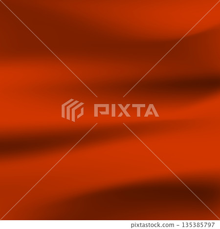 Silk orange background. Abstract vector pattern with copy space. Liquid wave texture, smooth drapery wallpaper. Wedding fabric, satin. Wavy design for banner, card, postcard, backdrop 135385797