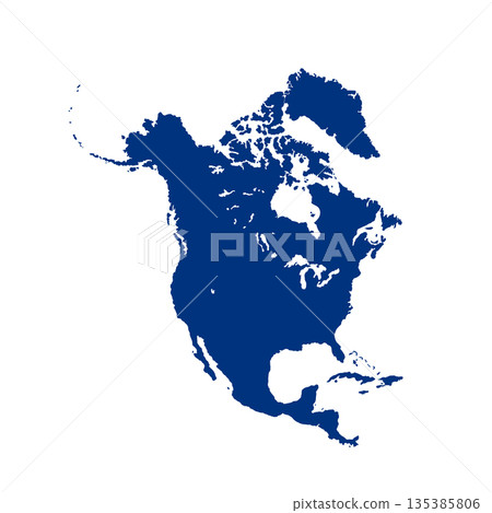 Map of North America, sign silhouette. World Map Globe. Vector Illustration isolated on transparent background. American continent Map of North America, sign silhouette. World Map Globe. Vector Illustration isolated on transparent background. American continent 135385806