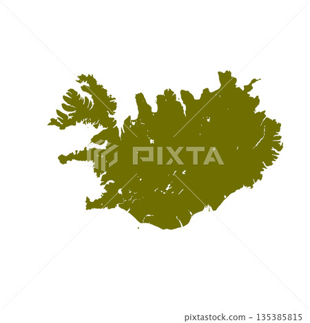 Map of Iceland, sign silhouette. World Map Globe. Vector Illustration isolated on transparent background. Europe continent 135385815