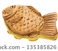 用水彩風格手繪的鯛魚燒簡筆畫 135385826