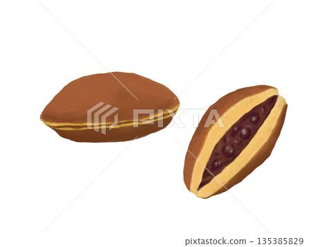 Hand-drawn watercolor illustration of Dorayaki 135385829