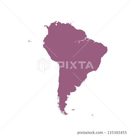 Map of South America, sign silhouette. World Map Globe. Vector Illustration isolated on transparent background. Latin American continent 135385855