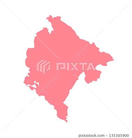Map of Montenegro, sign silhouette. World Map Globe. Vector Illustration isolated on white background. Europe continent 135385900