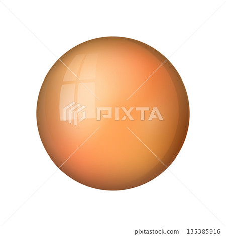 Glass orange ball or precious pearl. Glossy realistic ball, 3D abstract vector illustration highlighted on a white background. Big metal bubble with shadow Glass orange ball or precious pearl. Glossy realistic ball, 3D abstract vector illustration highlighted on a white background. Big metal bubble with shadow 135385916