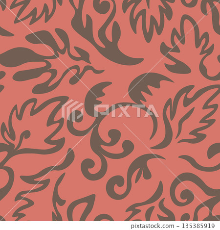 Seamless blooming floral pattern based on hand drawn art ornaments. Colorful flowers on color background. Vector illustration. Simple minimalistic pattern for fabric, textile 135385919