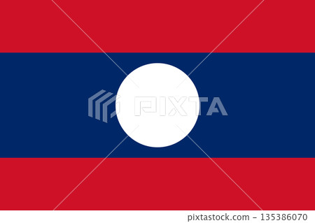 Flag of Laos. Laotian national symbol in official colors. Lao People's Democratic Republic Template icon. Vector background Flag of Laos. Laotian national symbol in official colors. Lao People's Democratic Republic Template icon. Vector background 135386070