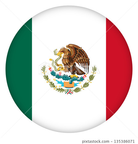 Glass light ball with flag of Mexico. Round sphere, template icon. Mexican islands national symbol. Glossy realistic ball, 3D abstract vector illustration. Big bubble Glass light ball with flag of Mexico. Round sphere, template icon. Mexican islands national symbol. Glossy realistic ball, 3D abstract vector illustration. Big bubble 135386071
