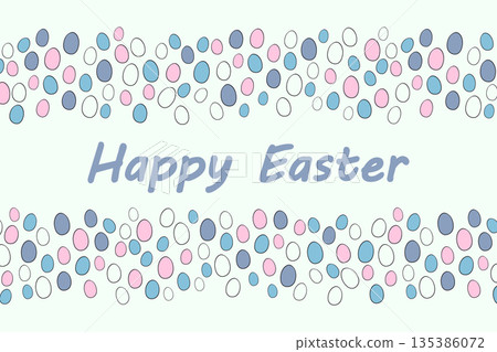 Easter spring frame, border with eggs. Template hand drawn design for banner, poster, card, paper. Holiday print. Vector illustration background Easter spring frame, border with eggs. Template hand drawn design for banner, poster, card, paper. Holiday print. Vector illustration background 135386072