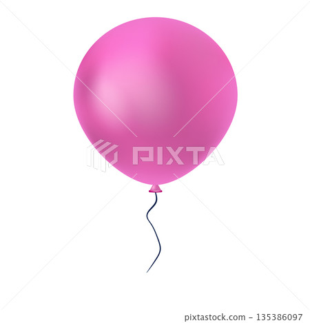 Pink balloon isolated on a white background. Party decoration for birthday and celebrations. Vector realistic colorful festive 3d helium balloons Pink balloon isolated on a white background. Party decoration for birthday and celebrations. Vector realistic colorful festive 3d helium balloons 135386097
