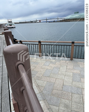 A view of the harbor and a murky sky 135386819