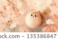 一隻貓抬頭望櫻花的插圖 135386847