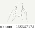a person holding a phone with a blank screen 135387178